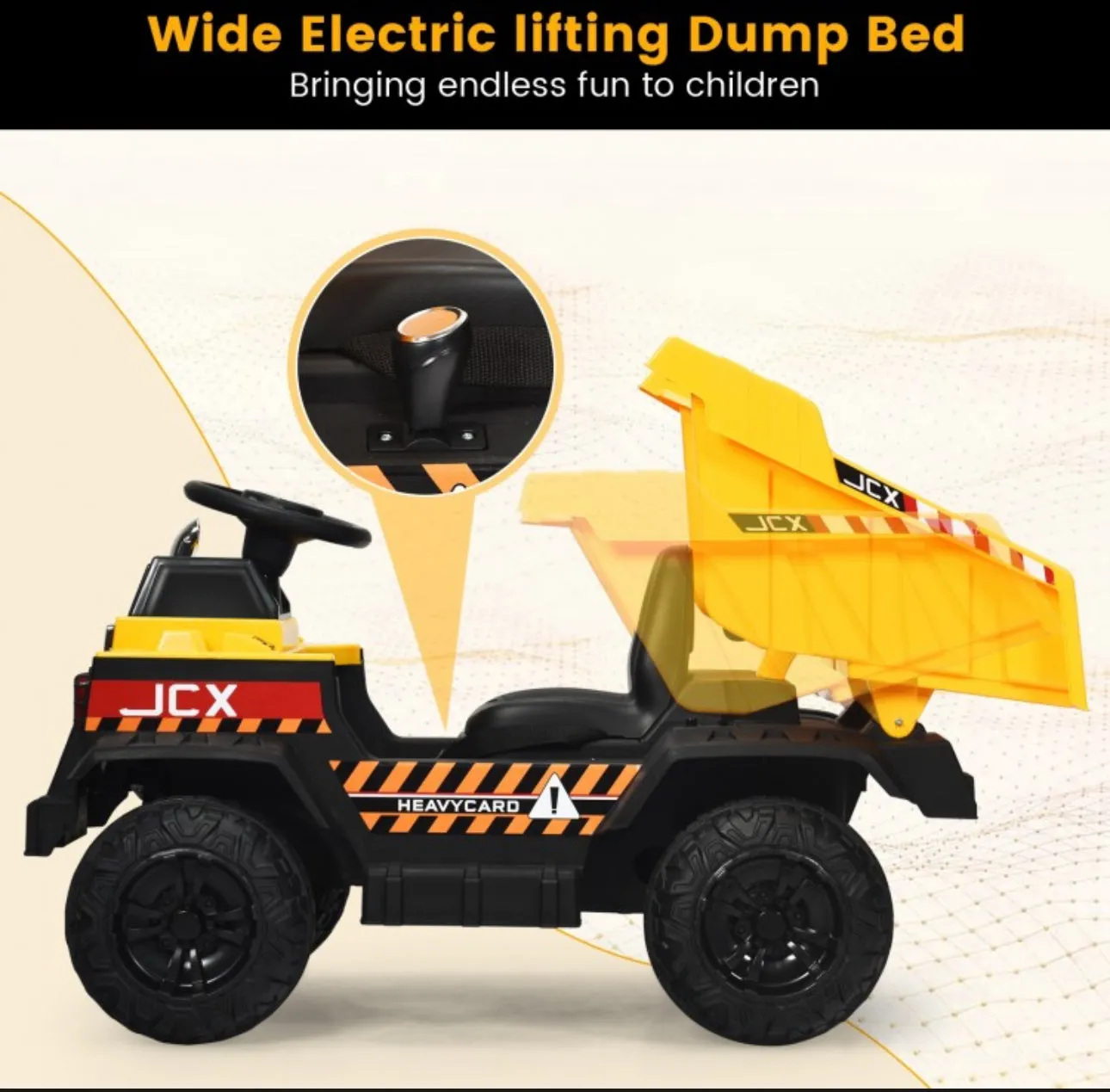 New 2025 Kids 12V Kids Ride On Dump Truck 1 Seater | Electric Bucket | Dump Bed | Shovel | Seatbelt | Push To Start | Remote