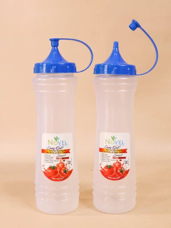 Pack Of 2 Blue Novel Transparent Large Ketchup Bottle