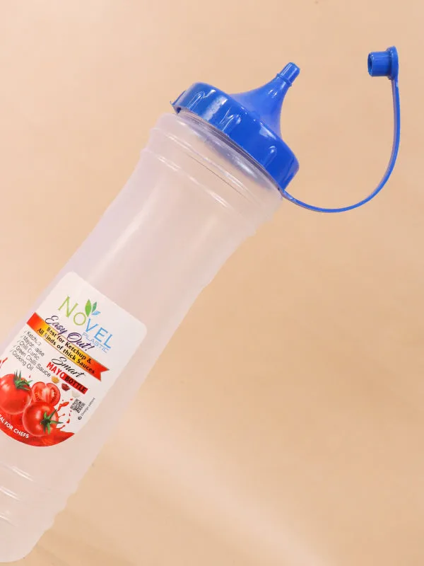 Pack Of 2 Blue Novel Transparent Large Ketchup Bottle