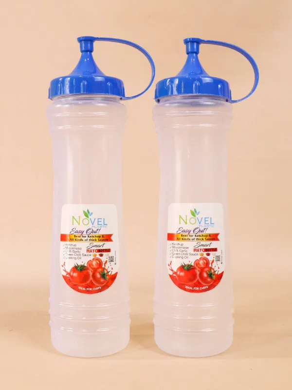 Pack Of 2 Blue Novel Transparent Large Ketchup Bottle