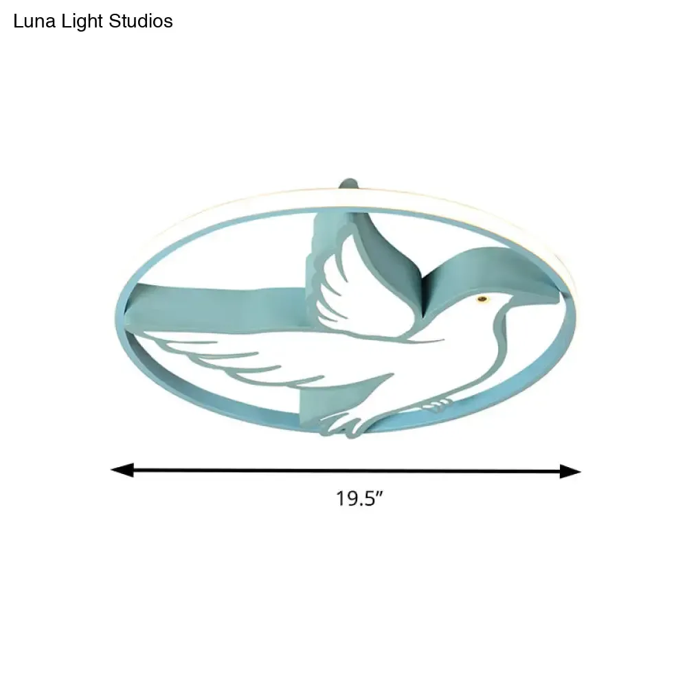 Peace Pigeon Acrylic Ceiling Light with LED Ring: Perfect for Living Rooms and Animal Lovers