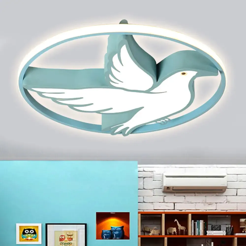 Peace Pigeon Acrylic Ceiling Light with LED Ring: Perfect for Living Rooms and Animal Lovers