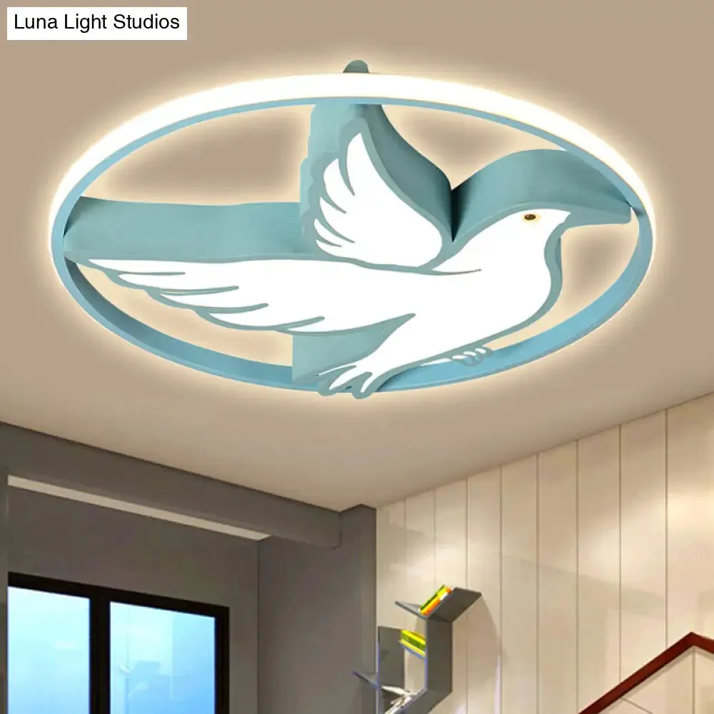 Peace Pigeon Acrylic Ceiling Light with LED Ring: Perfect for Living Rooms and Animal Lovers