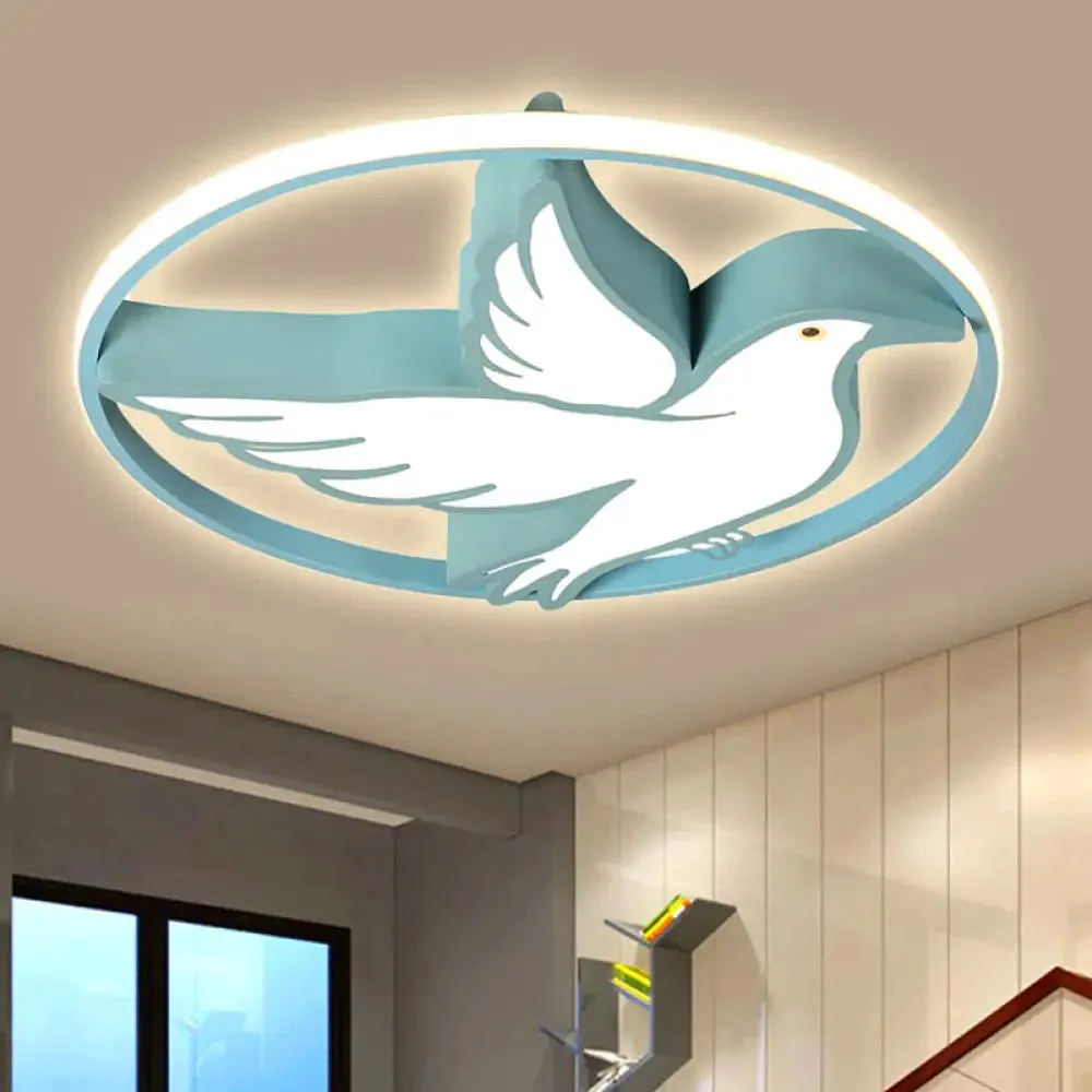 Peace Pigeon Acrylic Ceiling Light with LED Ring: Perfect for Living Rooms and Animal Lovers