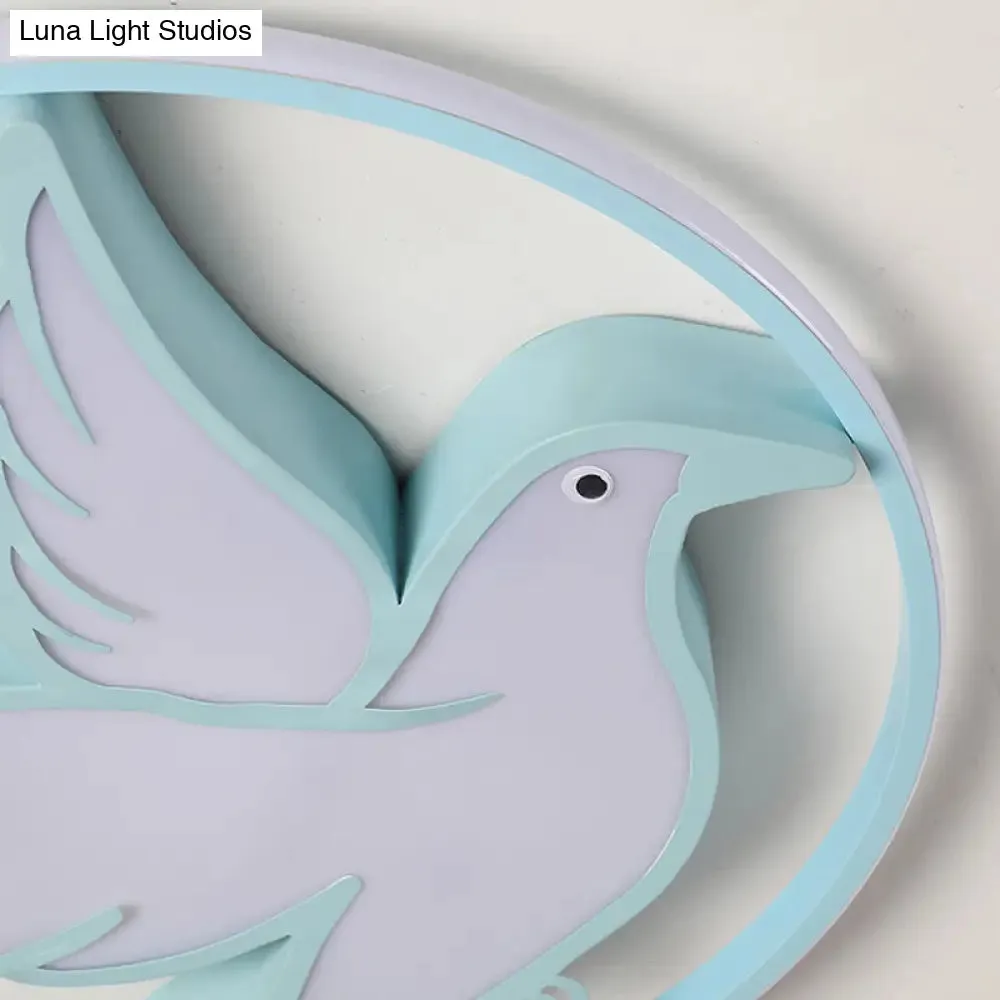 Peace Pigeon Acrylic Ceiling Light with LED Ring: Perfect for Living Rooms and Animal Lovers