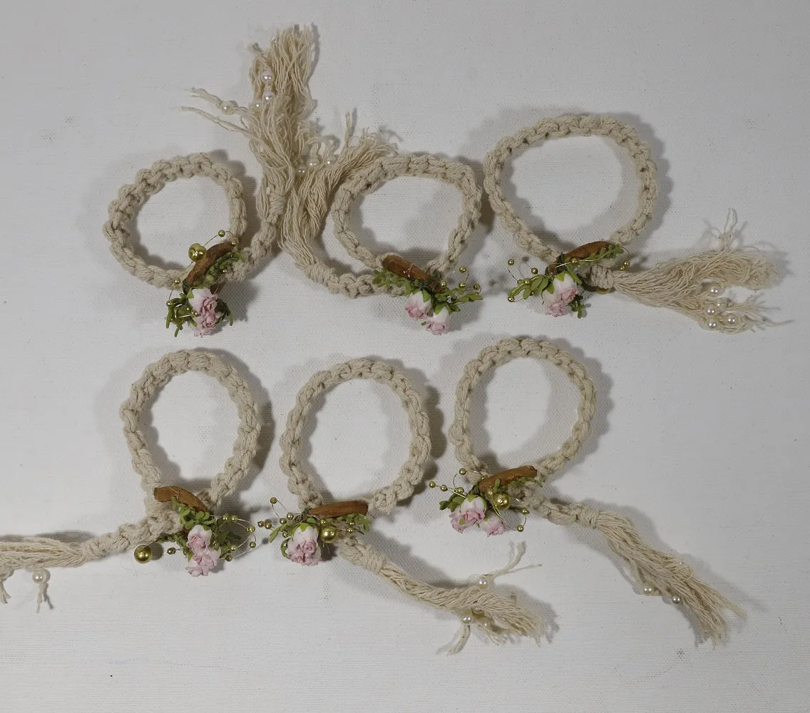 Pink Floral Braided Napkin Rings (Set of 6)