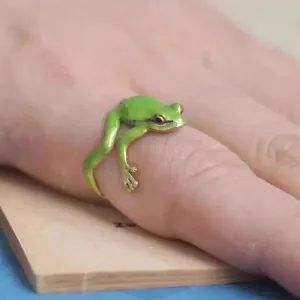 Playful Mini Frog Adjustable Ring for Unique Style