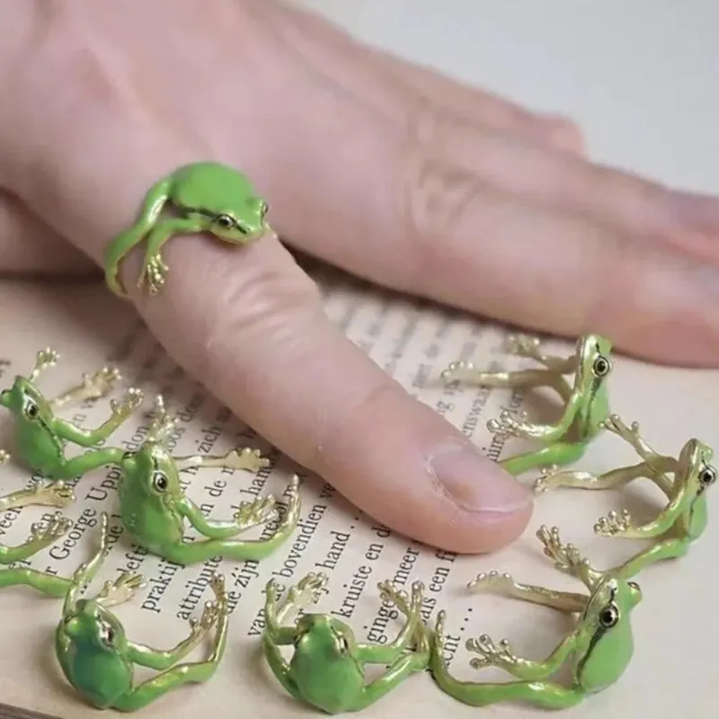 Playful Mini Frog Adjustable Ring for Unique Style