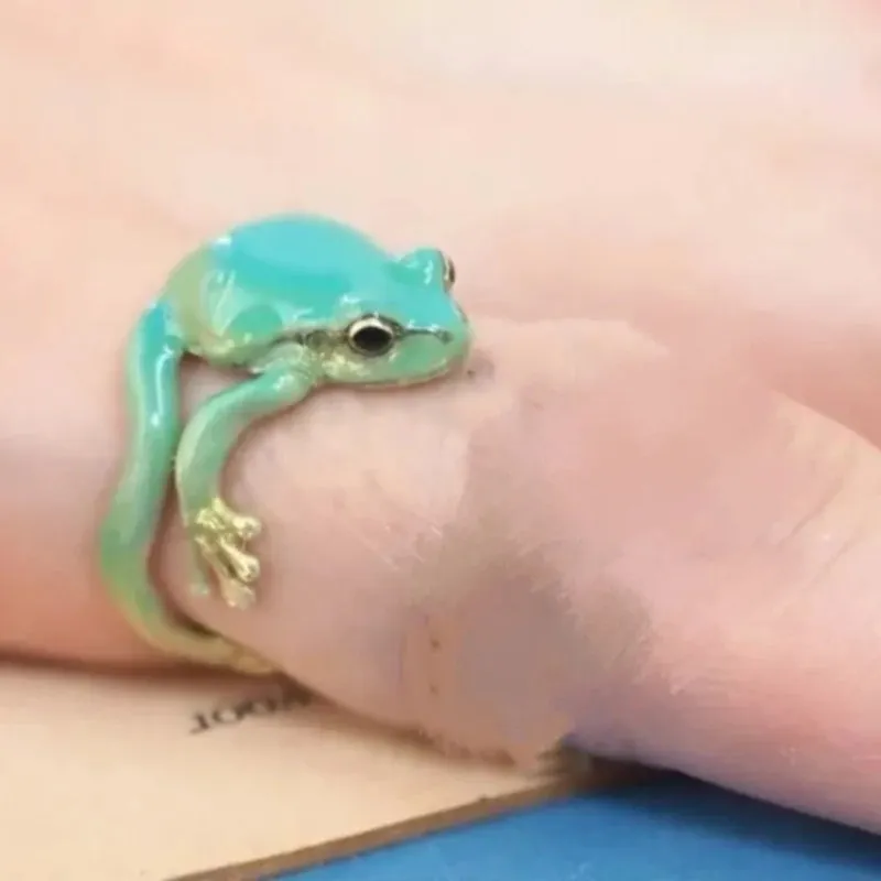 Playful Mini Frog Adjustable Ring for Unique Style