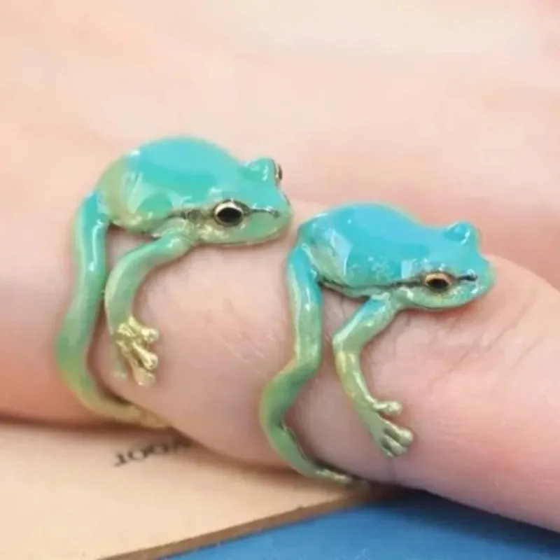 Playful Mini Frog Adjustable Ring for Unique Style