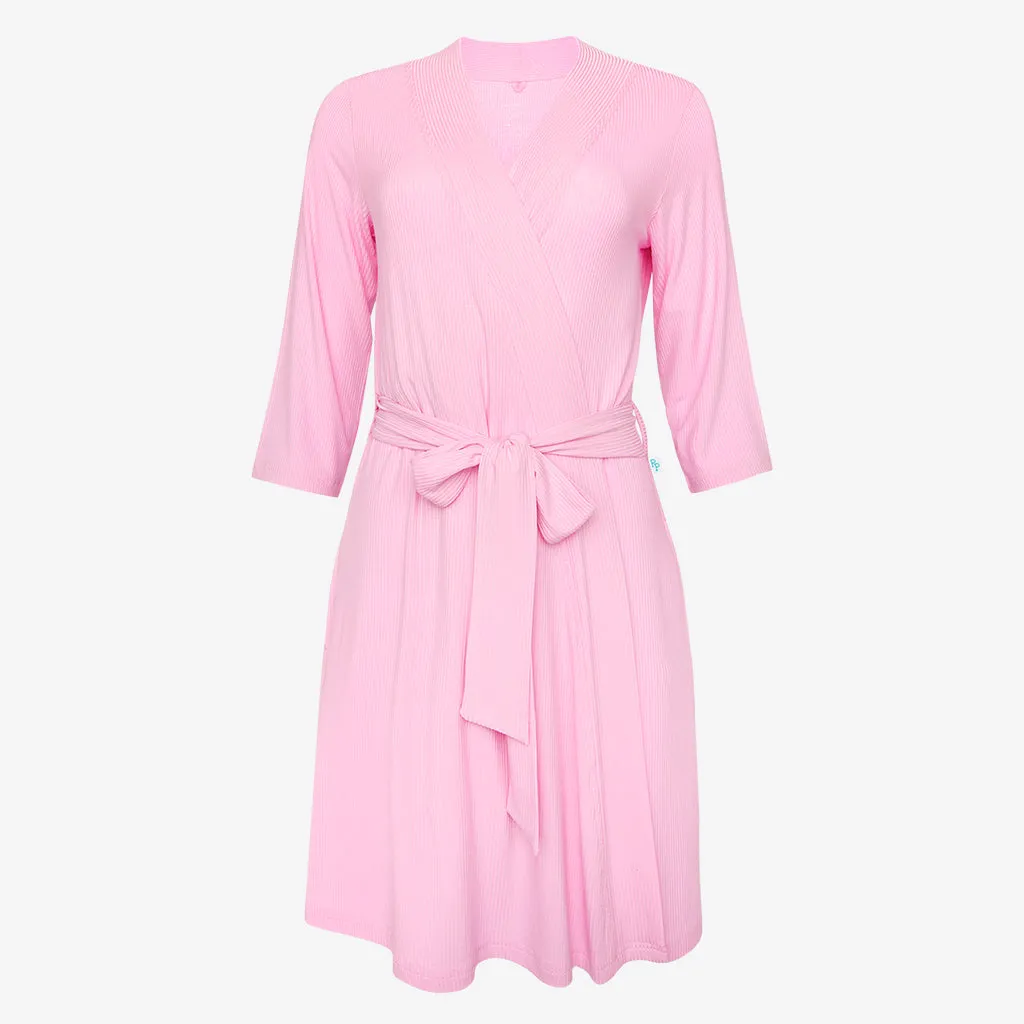 Posh Pink Ribbed Robe