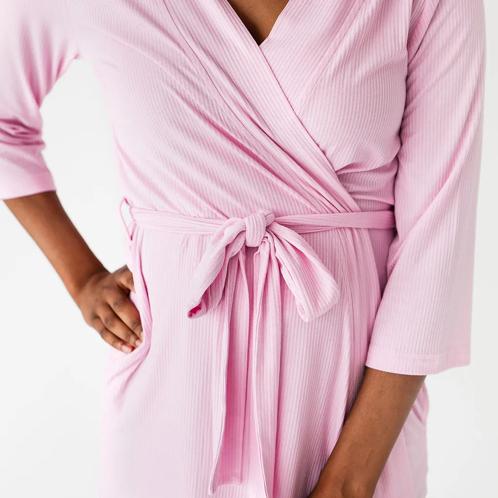 Posh Pink Ribbed Robe