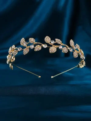 Rhinestone Leaf Decor Wedding Headband Elegant Tiaras