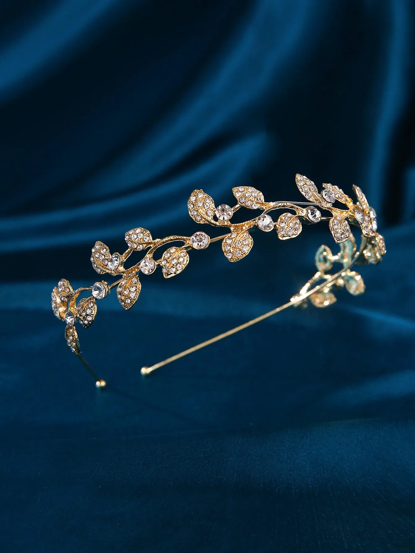 Rhinestone Leaf Decor Wedding Headband Elegant Tiaras