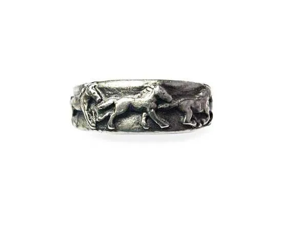 Running Horses Ring Sterling Silver