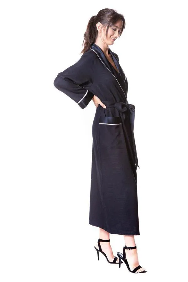 Silk long waffle robe