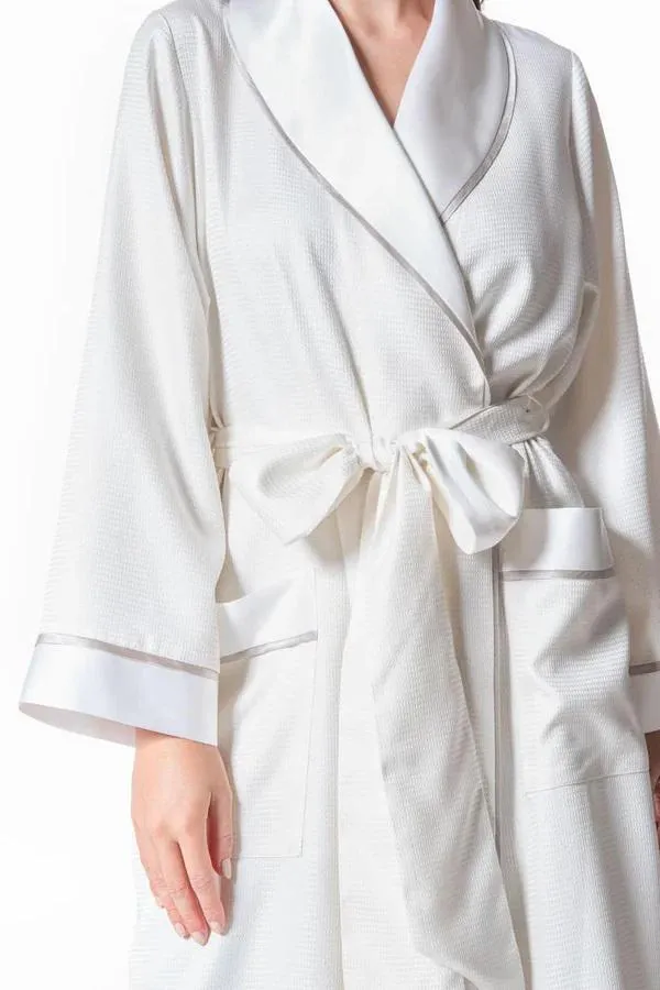 Silk long waffle robe