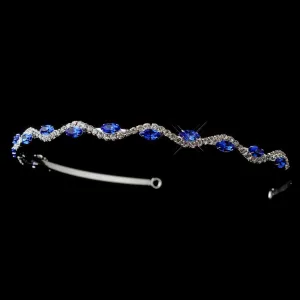 Silver Crystal Sapphire Accent Headband