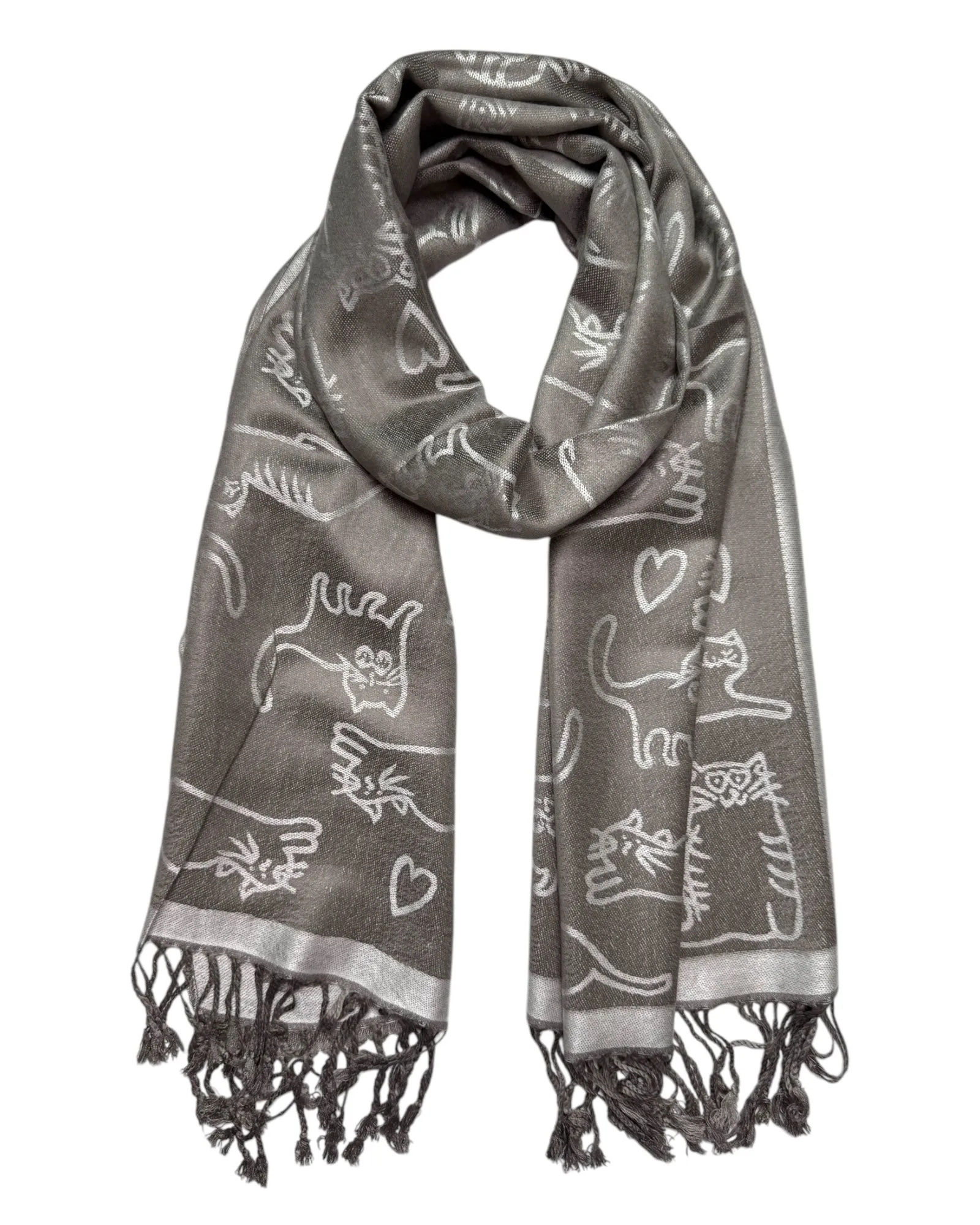 Silver Reversible Cat Rave Pashmina