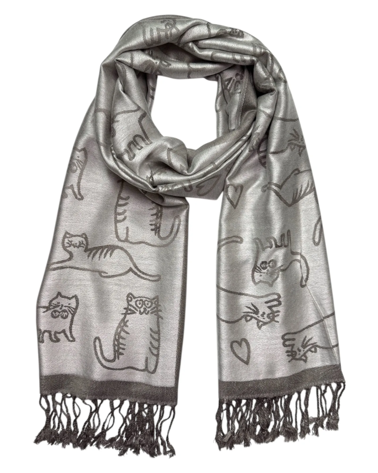 Silver Reversible Cat Rave Pashmina