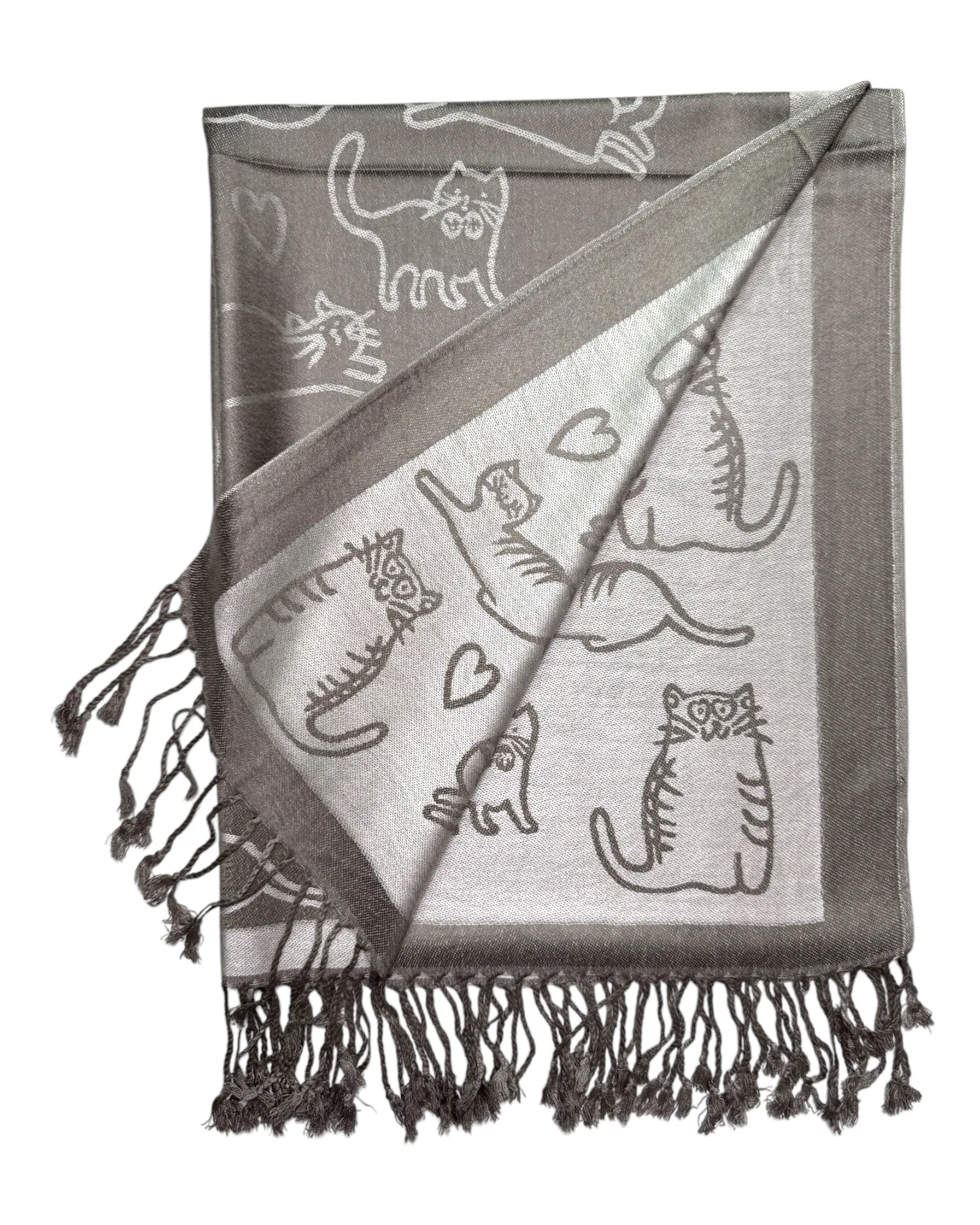 Silver Reversible Cat Rave Pashmina