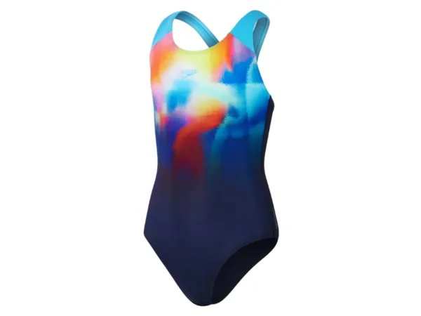 Speedo Digital Placement Spliceback Girls Swimsuit (Navy/Blue)