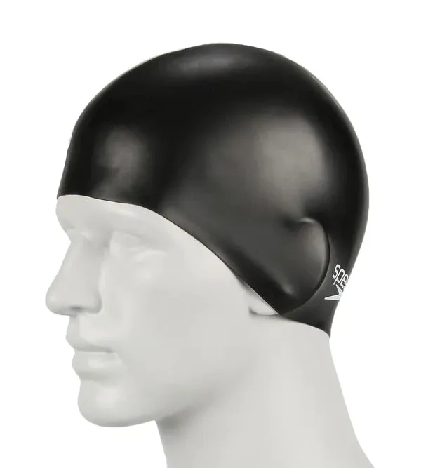 Speedo Unisex Junior Moulded Silicone Swim Caps (Black)