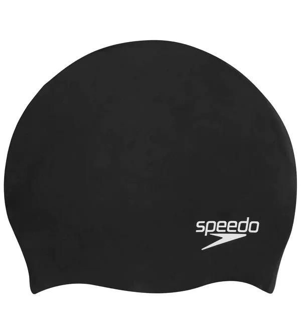 Speedo Unisex Junior Moulded Silicone Swim Caps (Black)