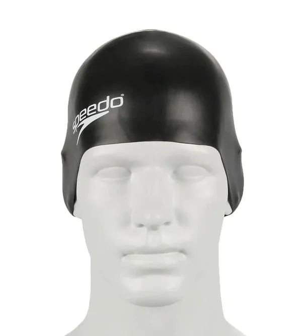 Speedo Unisex Junior Moulded Silicone Swim Caps (Black)