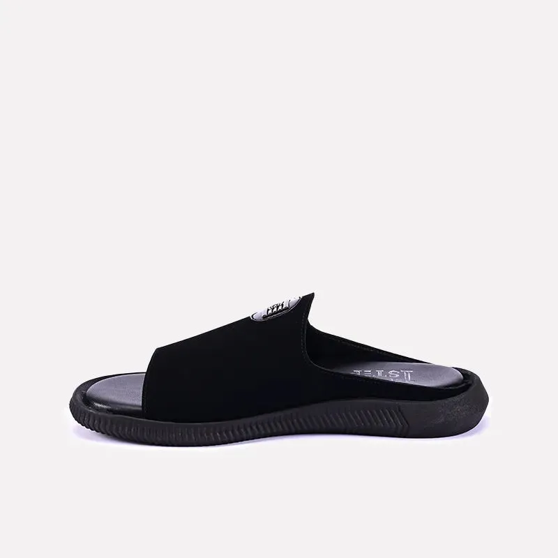 Tristan Black Fancy Velvet Slides 0150889