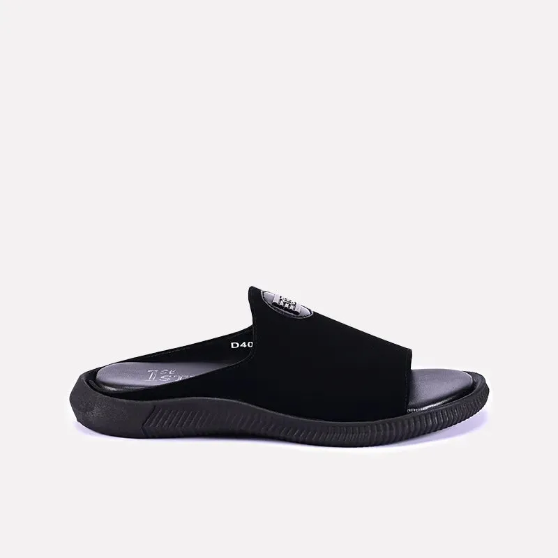 Tristan Black Fancy Velvet Slides 0150889