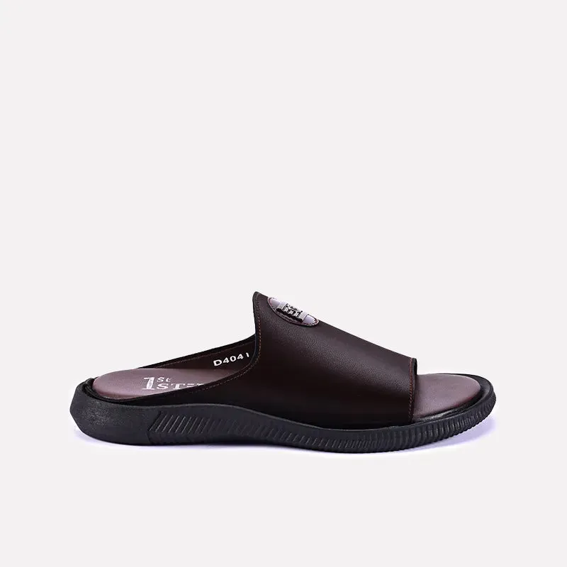 Tristan Brown Fancy Velvet Slides 0150889