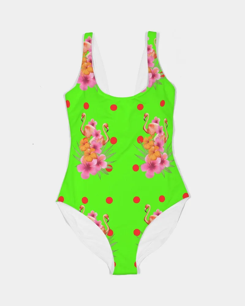 Tropical Green Flamingos  Swimsuit