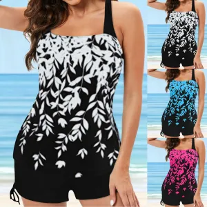 Uniwim 2024 Summer Floral Swimming Suit Bathing Suit With Shorts 2 Piece Tankini Swimsuit Vintage Boho Print Women Plus Size Swimwear