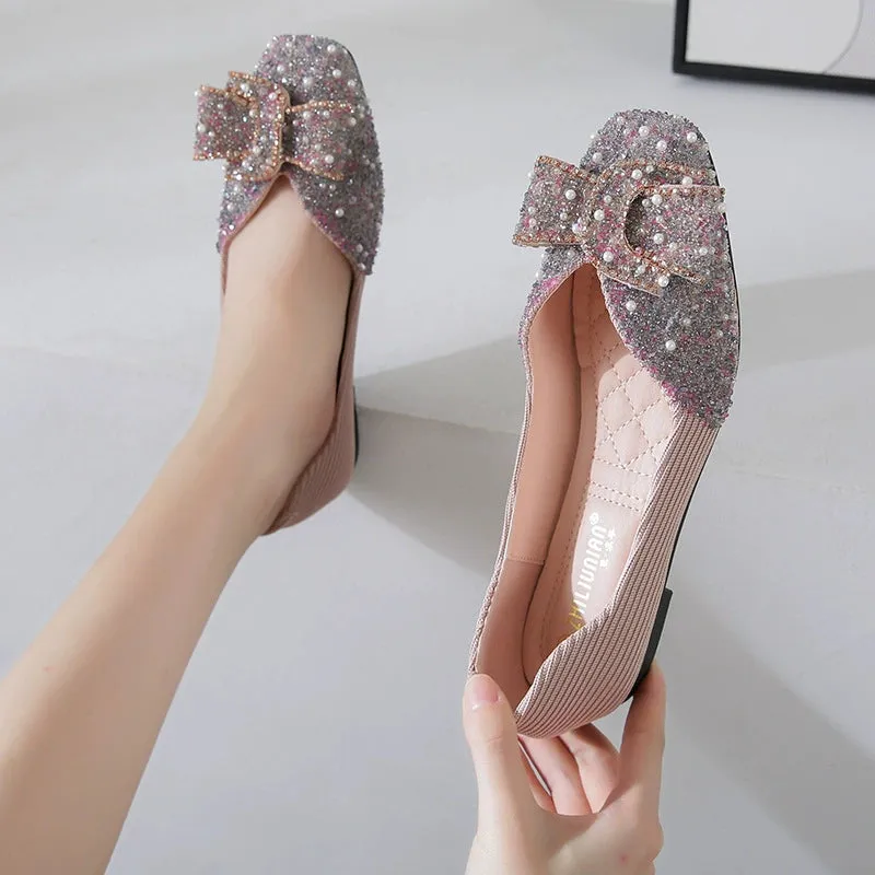 vanccy  Rhinestone Flat Bling Diamonds Bridal Shoes