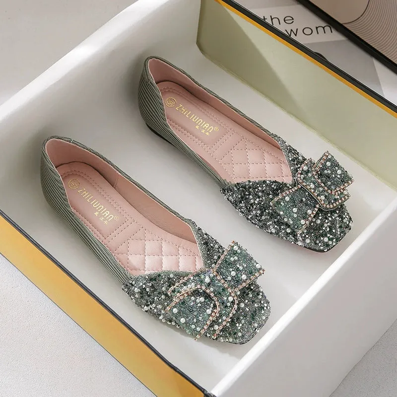 vanccy  Rhinestone Flat Bling Diamonds Bridal Shoes