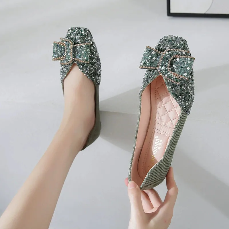 vanccy  Rhinestone Flat Bling Diamonds Bridal Shoes