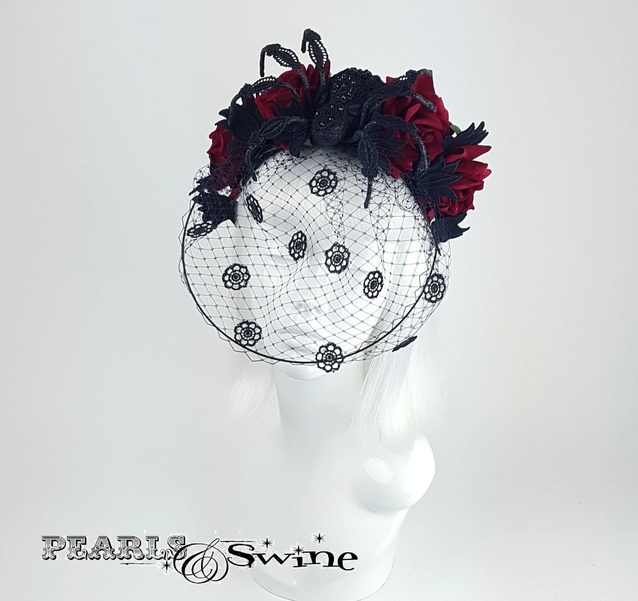 Veiled Rose Spider Headband "Penny Dreadful"