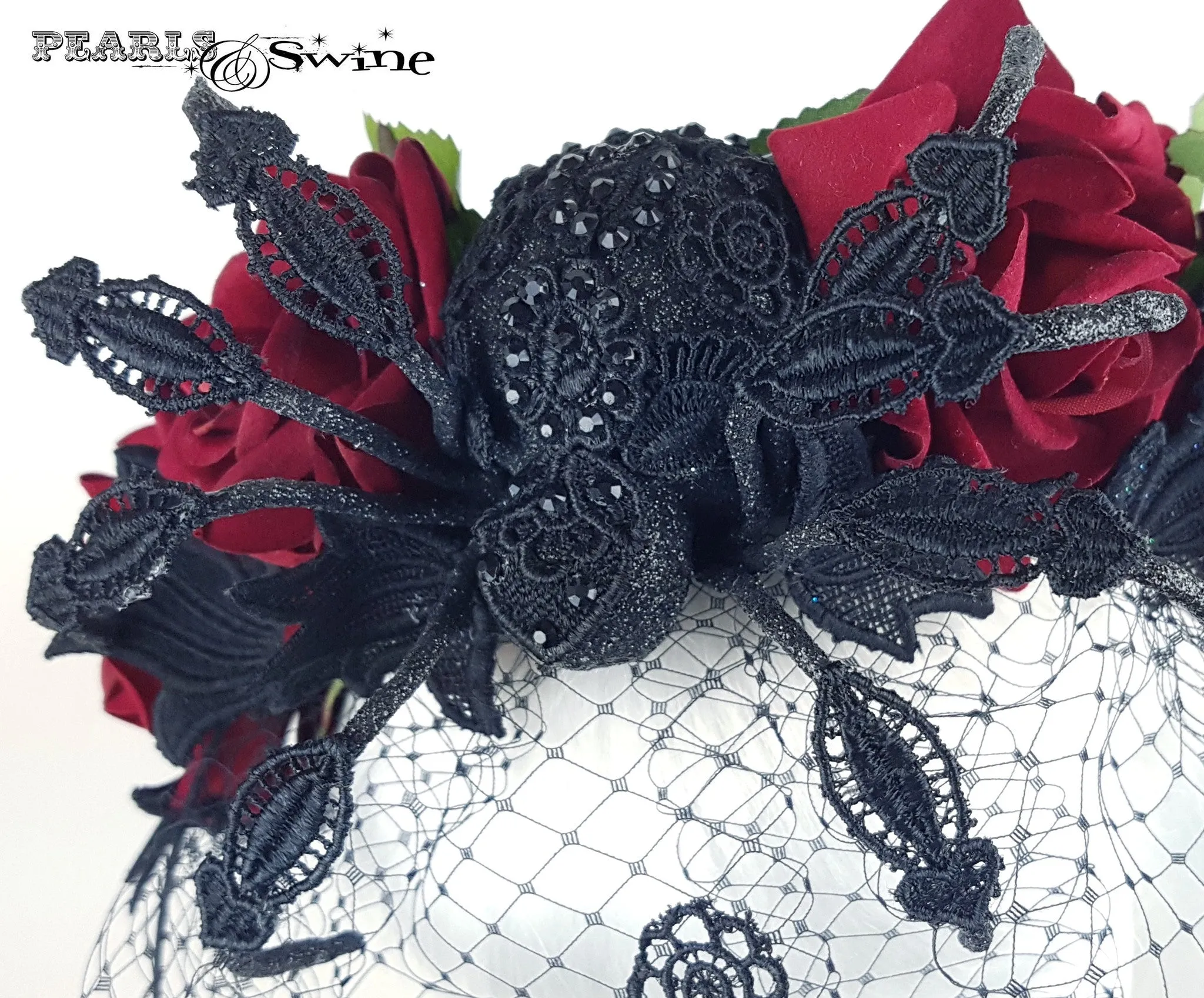 Veiled Rose Spider Headband "Penny Dreadful"