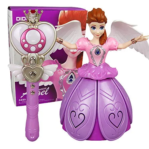 VGRASSP Dancing Singing Fairy Princess Doll Toy - Magic Wand Remote Control - Blossoming Petal Skirt and Wings - Interactive Magical Cute - Colorful LED Lights and Music for Girls (Pink)