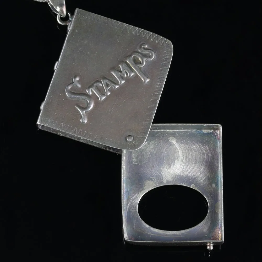 Victorian Style Stamp Box Pendant Necklace Sterling Silver