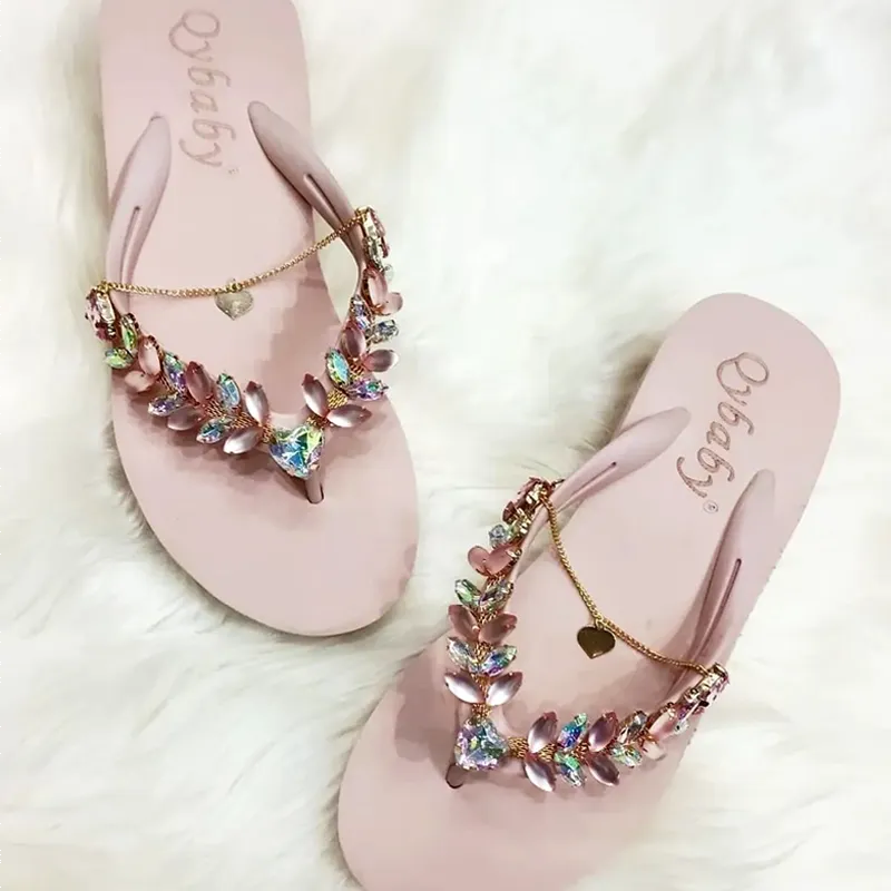 Women Rhinestone Wedges Flip Flop Summer Casual Sandals