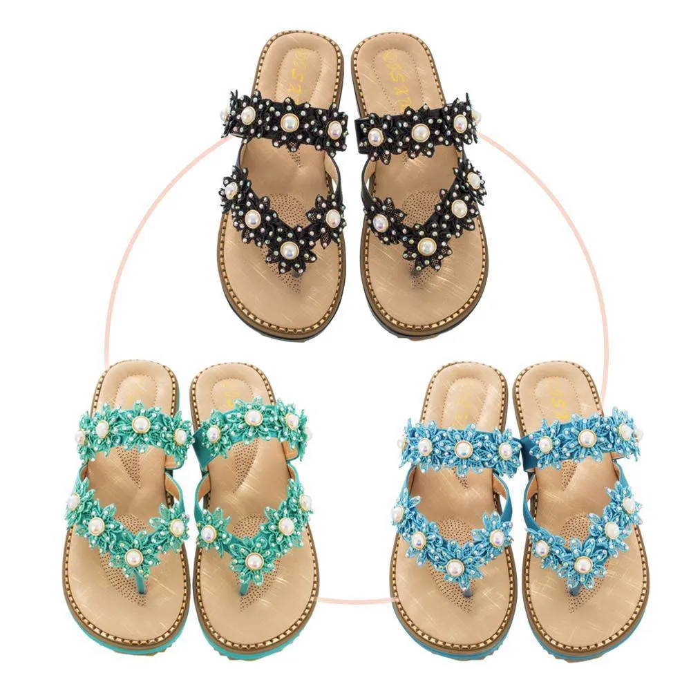 Women's Bohemian Sparkle Bling Flip Flops