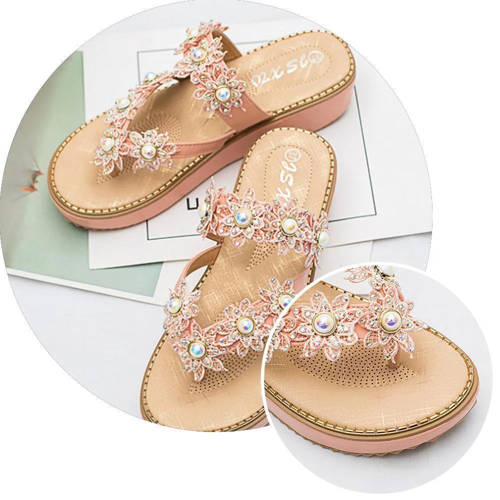 Women's Bohemian Sparkle Bling Flip Flops