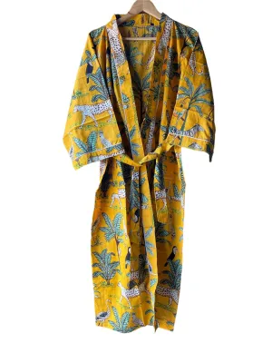 Yellow Safari Print - Kimono Robe