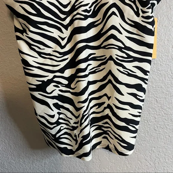 Zebra Print Ring Strap Tankini Swim Top