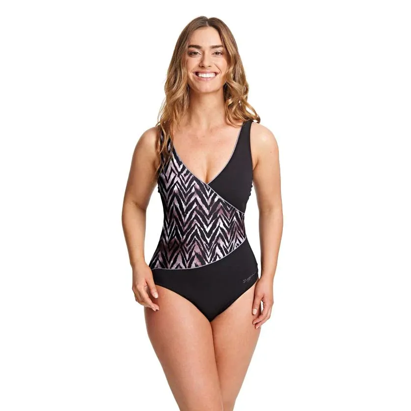 Zoggs Virtual Skin Print Wrap Front One Piece