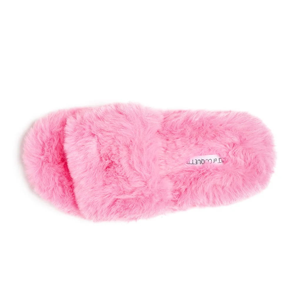 Zsa Zsa Hot Pink Faux Fur Slides