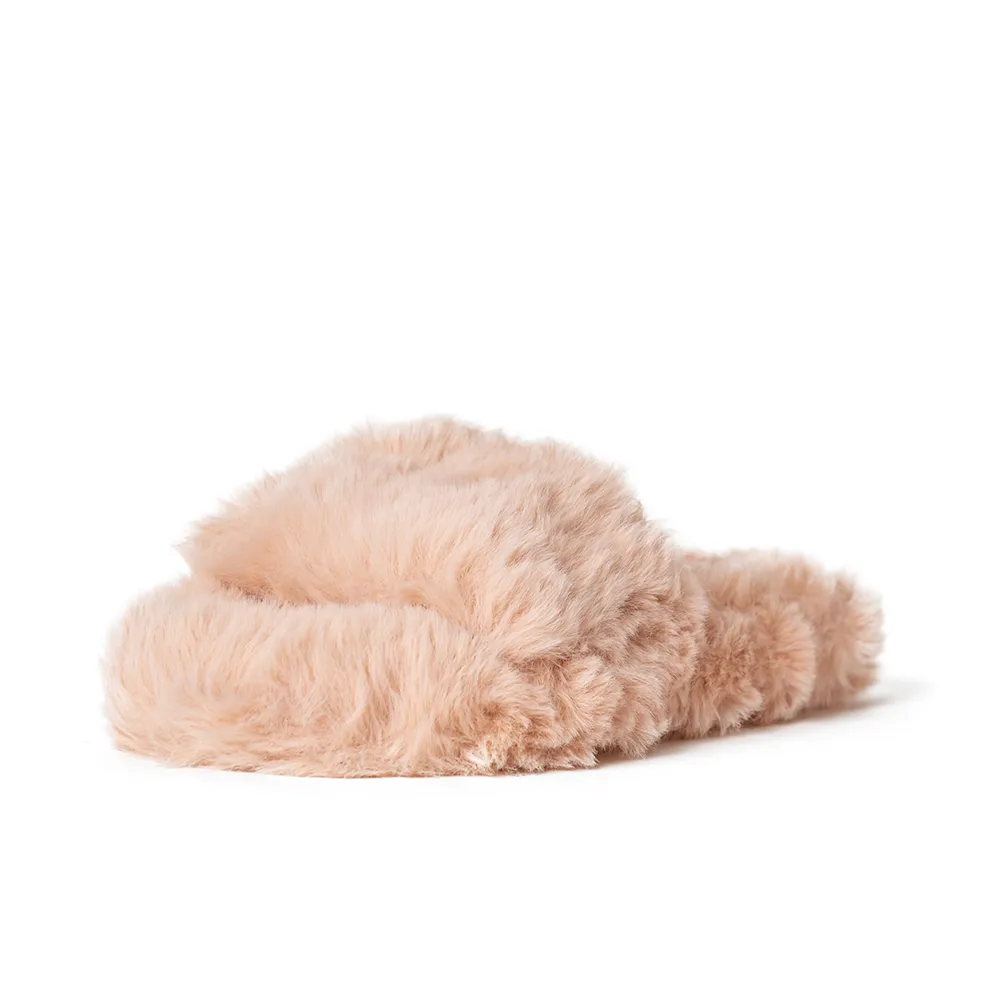 Zsa Zsa Peach Faux Fur Slides